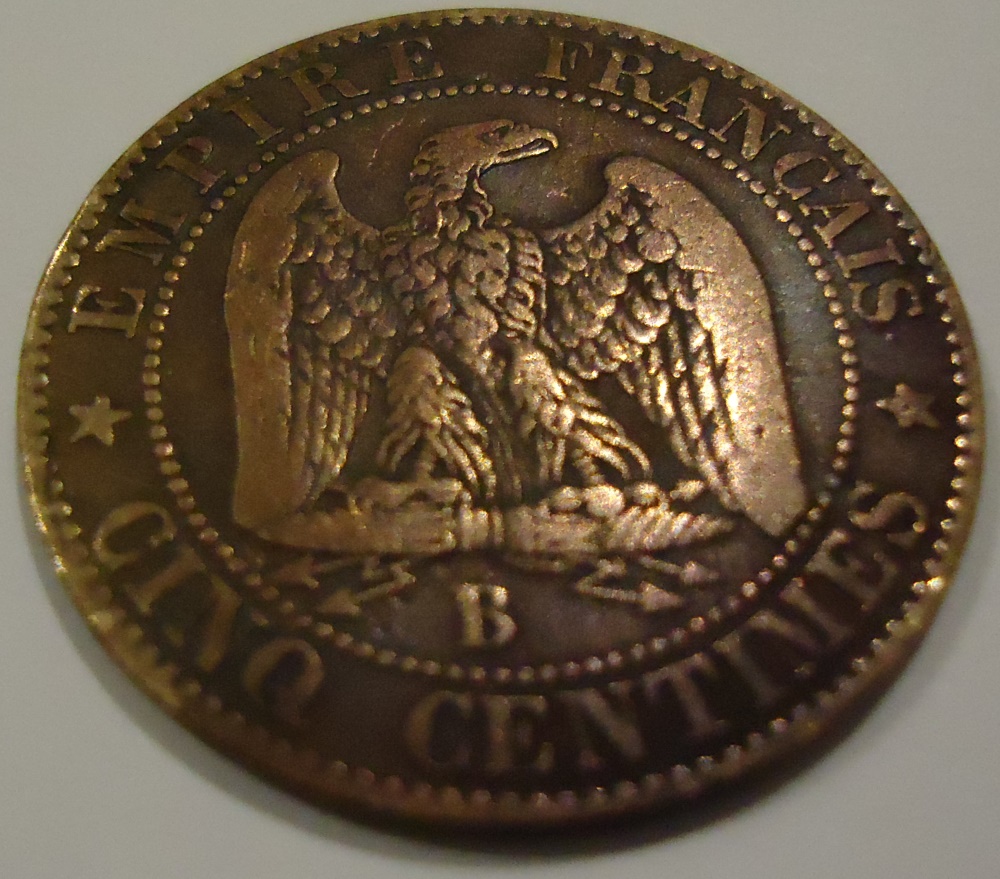 Empire-Francais-Cinq-Centimes-B-1856---Grade-Please